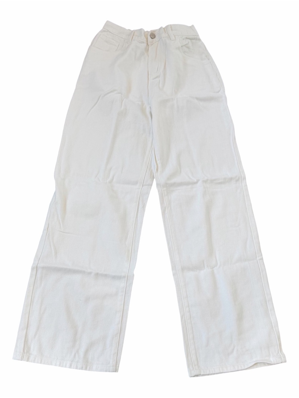 Sweaty Rocks Women’s Loose High Waist Solid Wide Straight Leg White Jeans NEW
